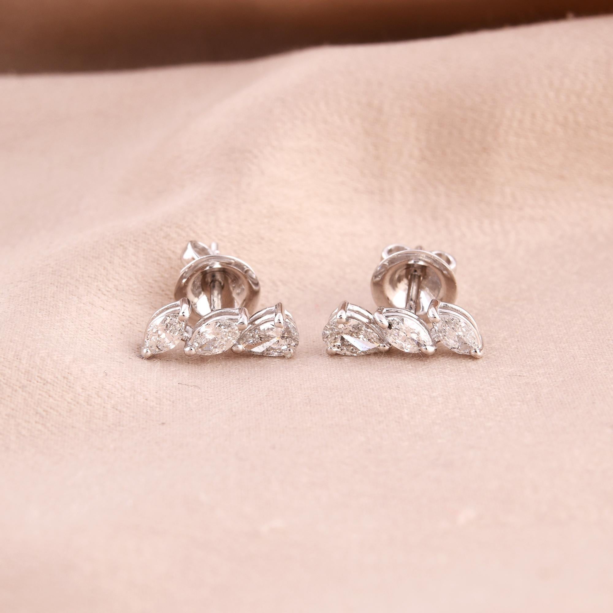 Item Code :- SEE-13235K
Gross Wt. :- 2.38 gm
18k Solid White Gold Wt. :- 2.18 gm
Natural Diamond Wt. :- 1.00 Ct. ( AVERAGE DIAMOND CLARITY SI1-SI2 & COLOR H-I )
Earrings Size :- 13 mm approx.

✦ Sizing
.....................
We can adjust most items