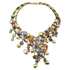 100 Carat Mixed Multi-Gem Avant-Garde Statement Necklace in 18k Gold