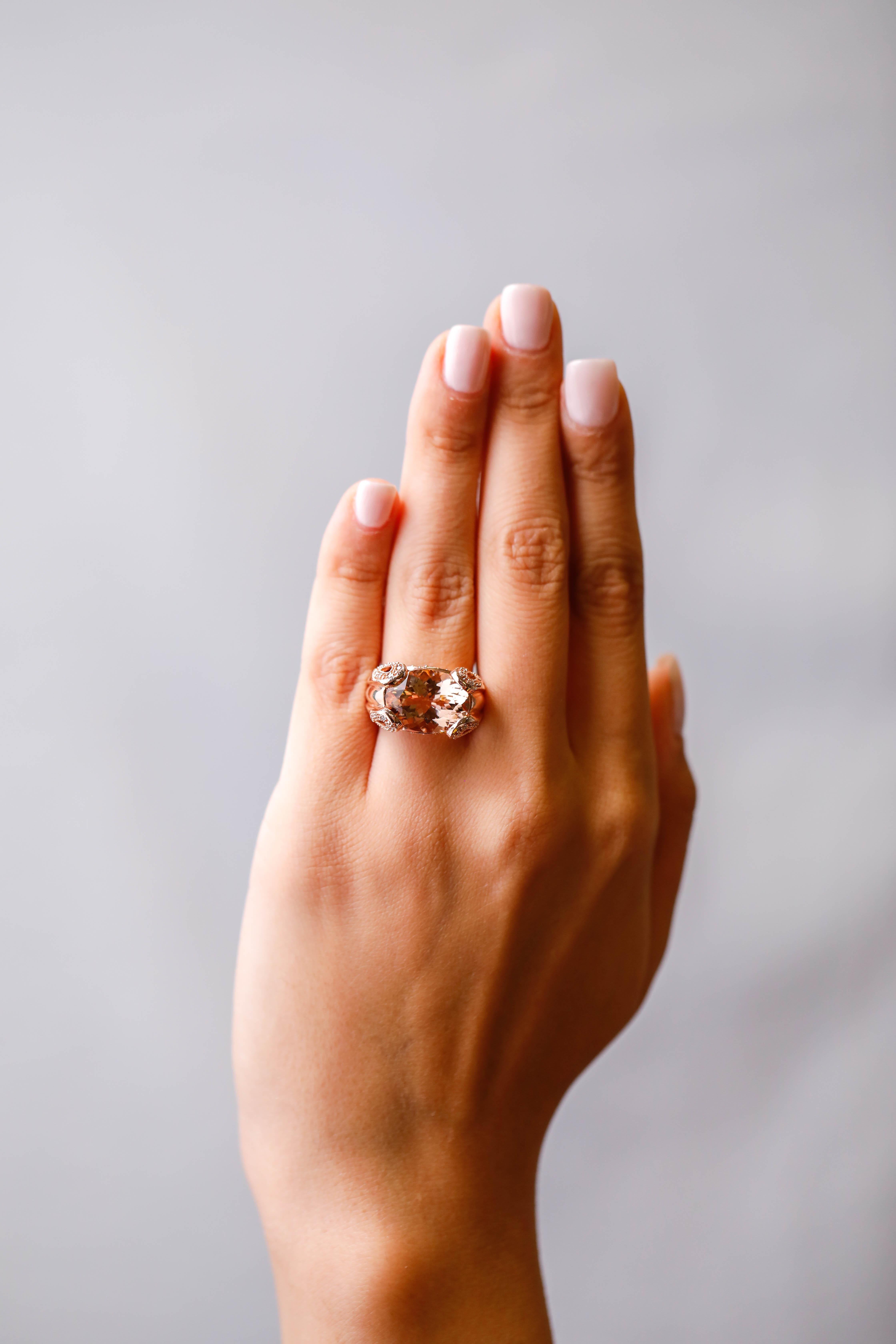 rose gold morganite halo ring