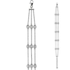 1.00 Carat Natural 3 Rows Diamond Bracelet G SI 14 Karat White Gold 7 Pointers