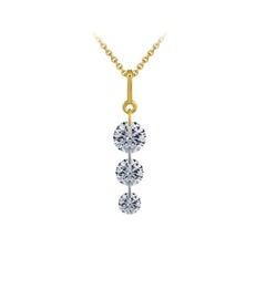 1,00 carati di diamante naturale a tre pietre Collana in oro giallo 14K G SI