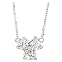 1,00 Quilate Natural 3-Piedras Collar de Diamantes 14 Kilates Oro Blanco G SI Cadena