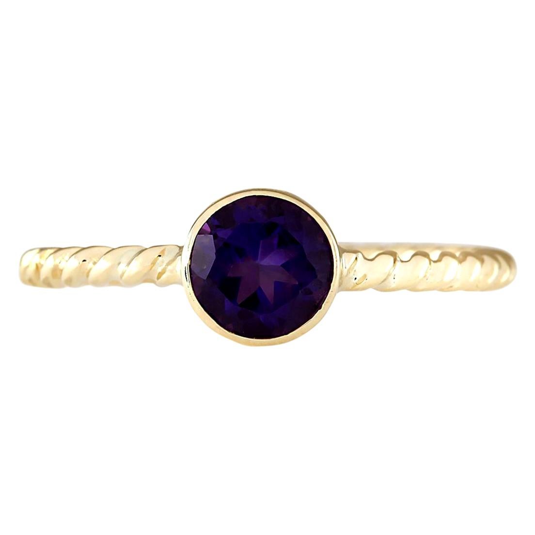 Natural Amethyst Ring In 14 Karat Yellow Gold  For Sale