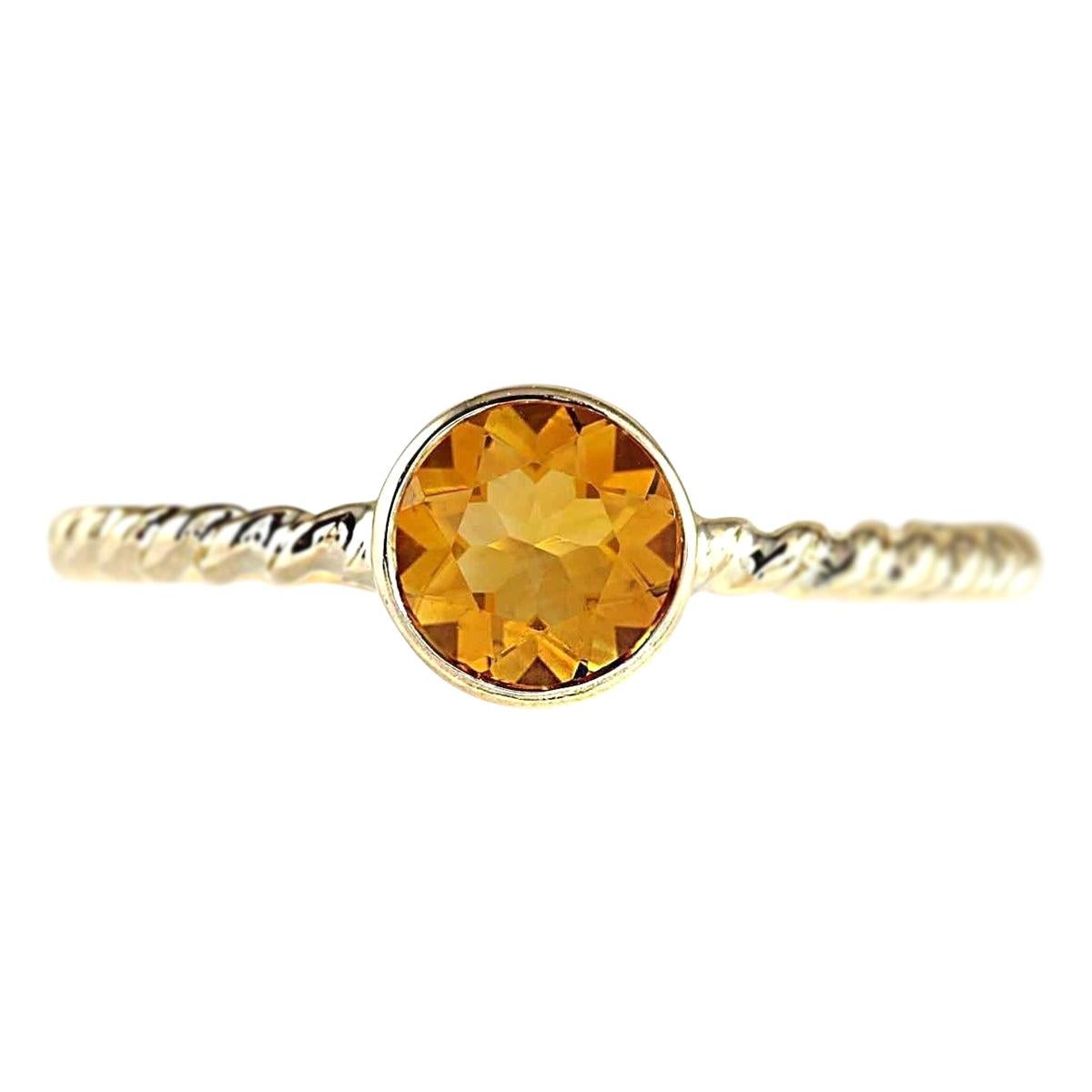 Natürlicher Citrin-Ring aus 14 Karat Gelbgold 