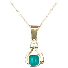 1.00 Carat Natural Colombian Emerald Drop Pendant  18 Karat