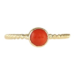 Natural Coral Ring In 14 Karat Yellow Gold 