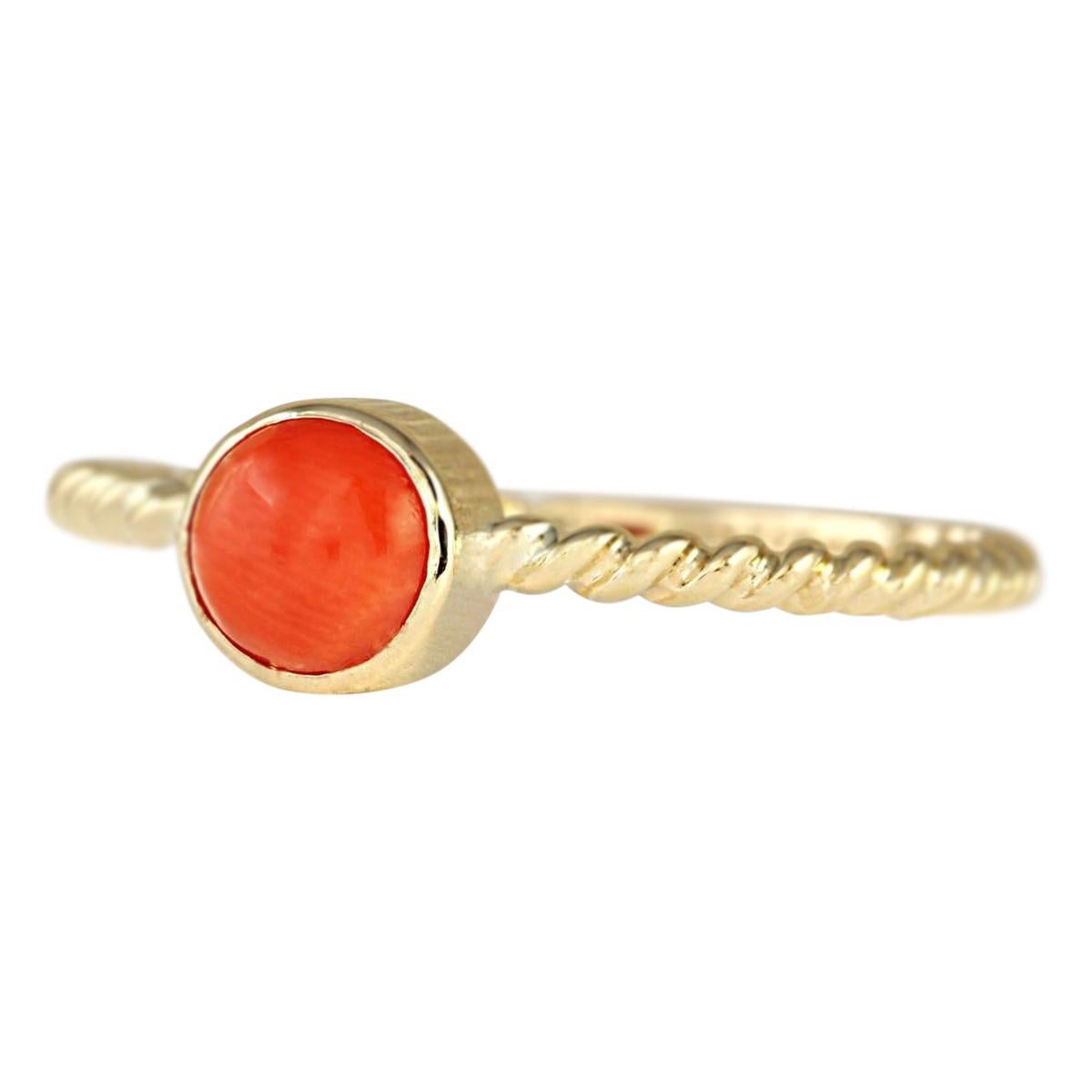 Stamped: 14K Yellow Gold
Total Ring Weight: 2.2 Grams
Total Natural Coral Weight is 1.00 Carat
Color: Red
Face Measures: 6.00x6.00 mm
Sku: [703225W]