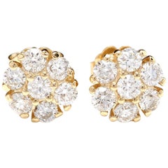 1.00 Carat Natural Diamond 14 Karat Solid Yellow Gold Earrings