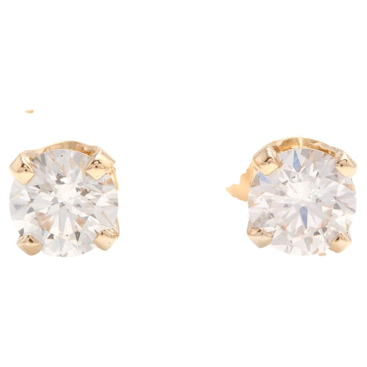 1.00 Carat Natural Diamond 14 Karat Solid Yellow Gold Earrings