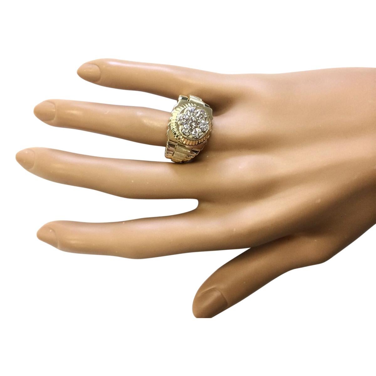 Men 1.00 Carat Natural Diamond 18 Karat Yellow Gold Ring In New Condition For Sale In Los Angeles, CA