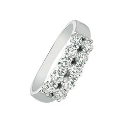 1.00 Carat Natural Diamond 2 Rows Ring G SI 14 Karat White Gold