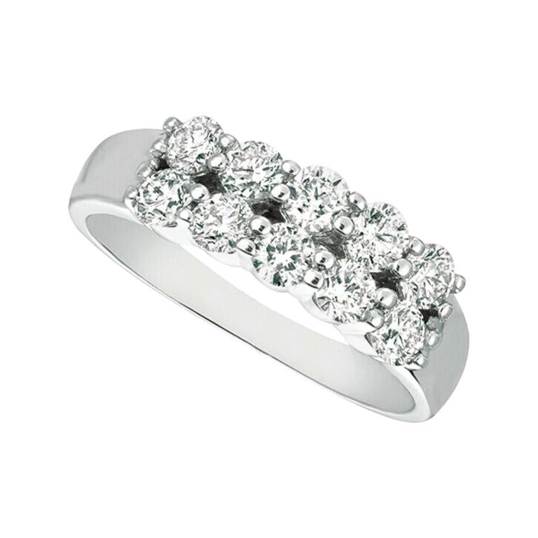 For Sale:  1.00 Carat Natural Diamond 2 Rows Ring G SI 14 Karat White Gold