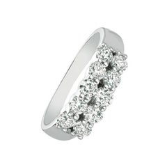 1.00 Carat Natural Diamond 2 Rows Ring G SI 14 Karat White Gold