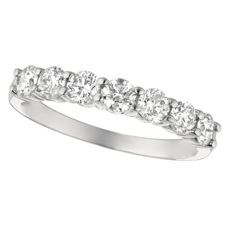 For Sale:  1.00 Carat Natural Diamond 7 Stone Ring Band G SI 14k White Gold 2