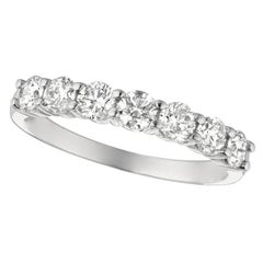 1.00 Carat Natural Diamond 7 Stone Ring Band G SI 14k White Gold