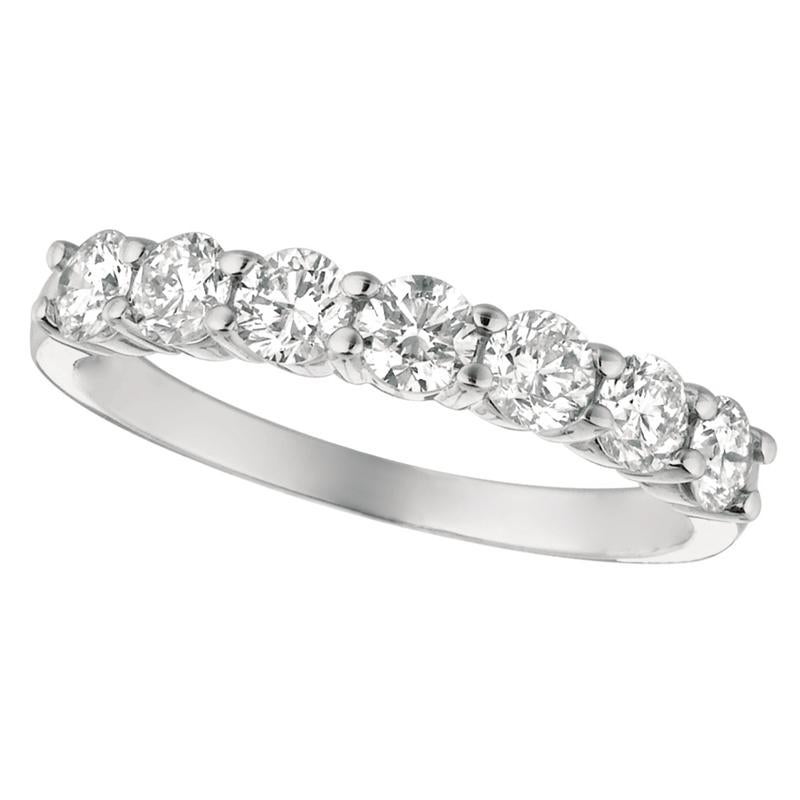En venta: 1,00 Quilate Diamante Natural 7 Piedras Anillo Banda G SI Oro Blanco 14k  3