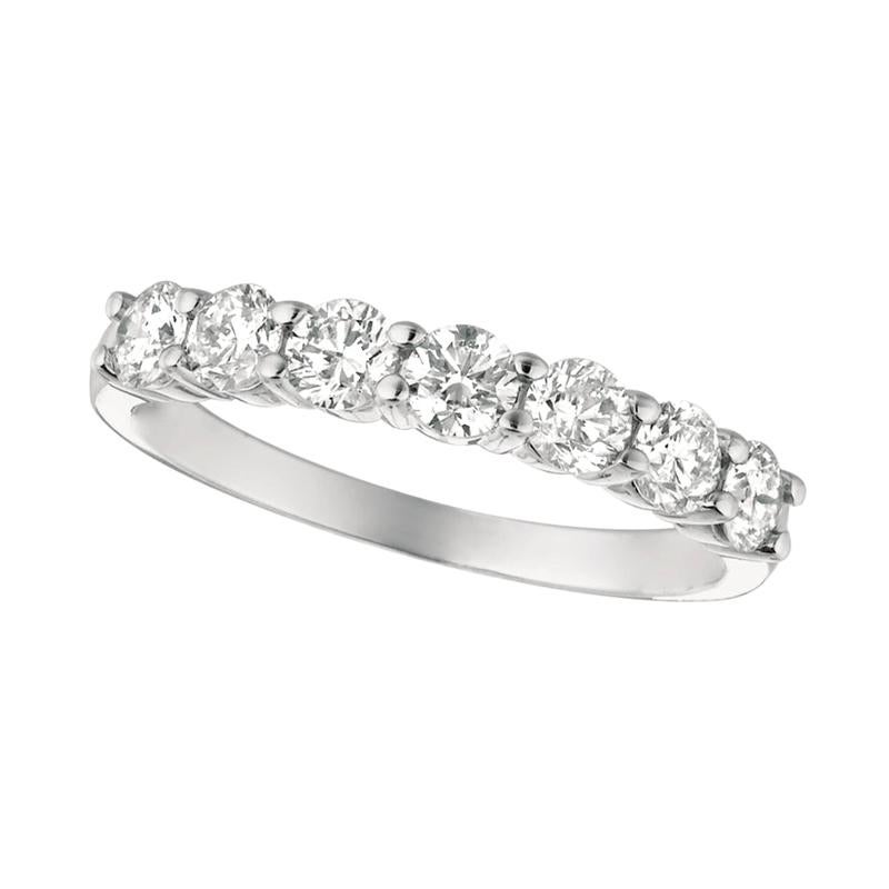For Sale:  1.00 Carat Natural Diamond 7 Stone Ring Band G SI 14k White Gold