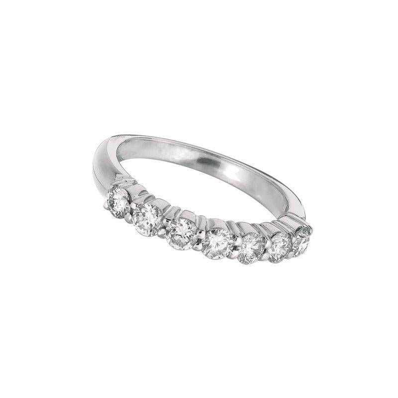 For Sale:  1.00 Carat Natural Diamond 7-Stone Ring G SI 14 Karat White Gold 2