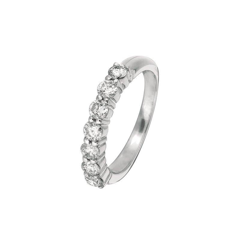 For Sale:  1.00 Carat Natural Diamond 7-Stone Ring G SI 14 Karat White Gold 3