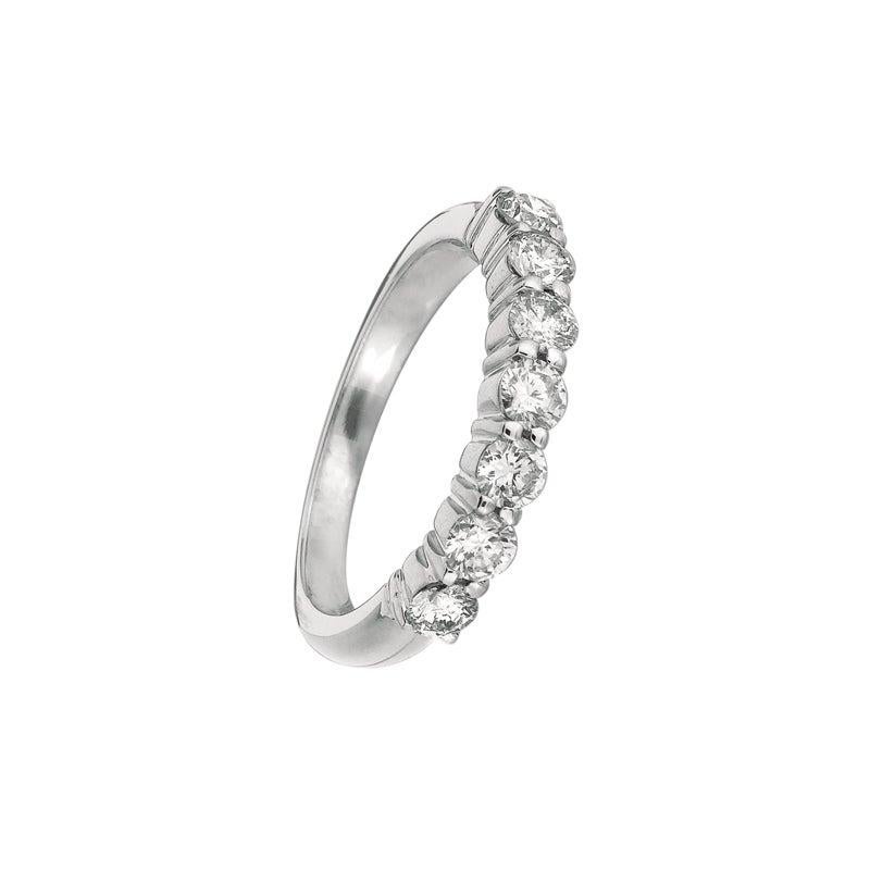 For Sale:  1.00 Carat Natural Diamond 7-Stone Ring G SI 14 Karat White Gold 4