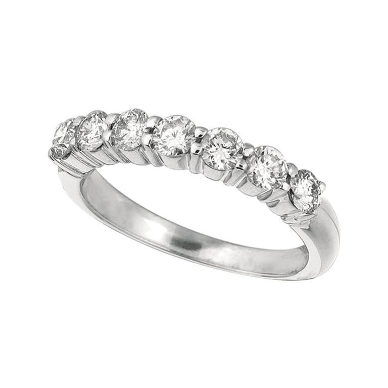 For Sale:  1.00 Carat Natural Diamond 7-Stone Ring G SI 14 Karat White Gold