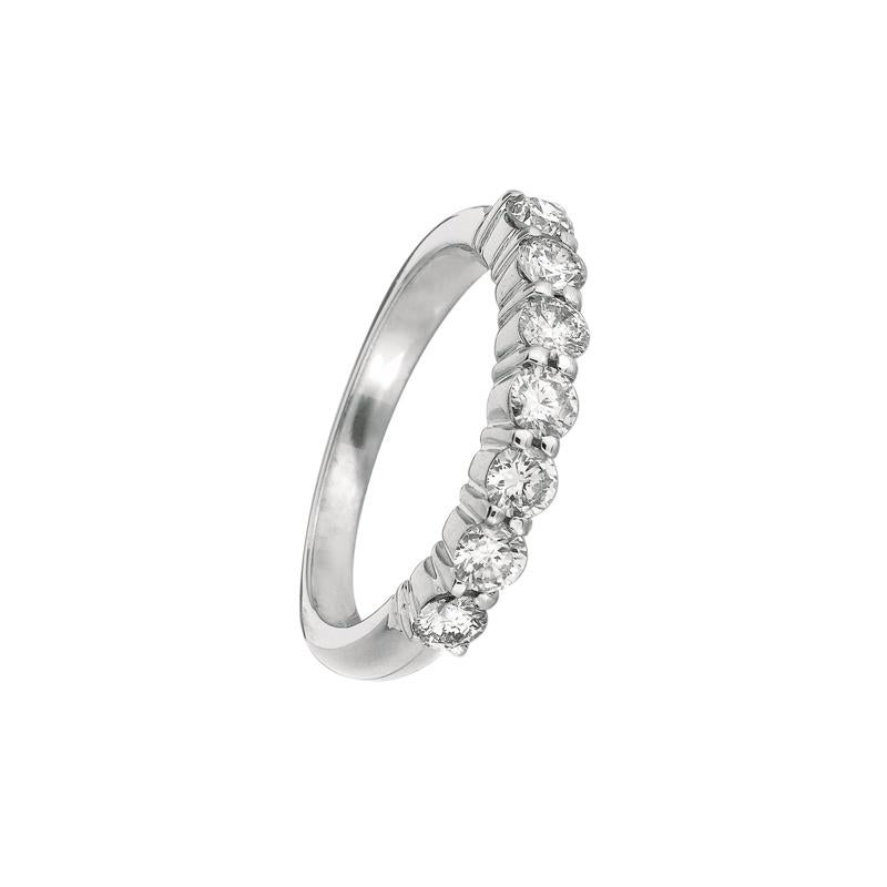 Contemporary 1.00 Carat Natural Diamond 7-Stone Ring G SI 14 Karat White Gold For Sale