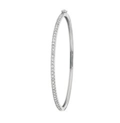 1.00 Carat Natural Diamond Bangle Bracelet G SI 14 Karat White Gold