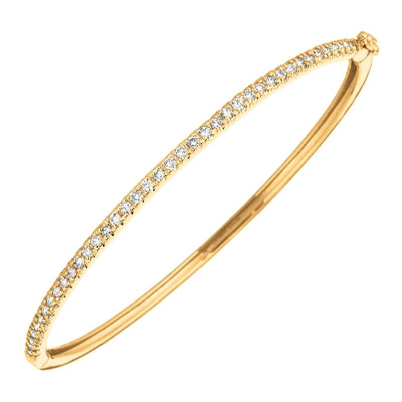 1.00 Carat Natural Diamond Bangle Bracelet G SI 14K Yellow Gold