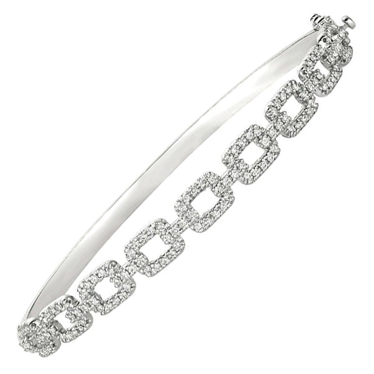 1,00 Karat natürlicher Diamant Armreif Kette Stil Armband 14K Weißgold