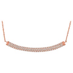 1.00 Carat Natural Diamond Bar Necklace 14 Karat Rose Gold G SI Chain