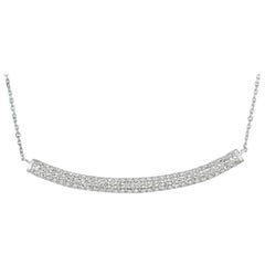 1.00 Carat Natural Diamond Bar Necklace 14 Karat White Gold G SI Chain