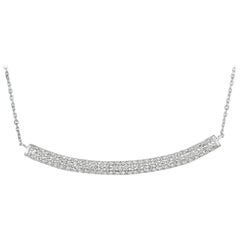 Collier à barre de diamants naturels de 1,00 carat en or blanc 14 carats avec chaîne G SI