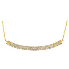 1.00 Carat Natural Diamond Bar Necklace 14 Karat Yellow Gold G SI Chain