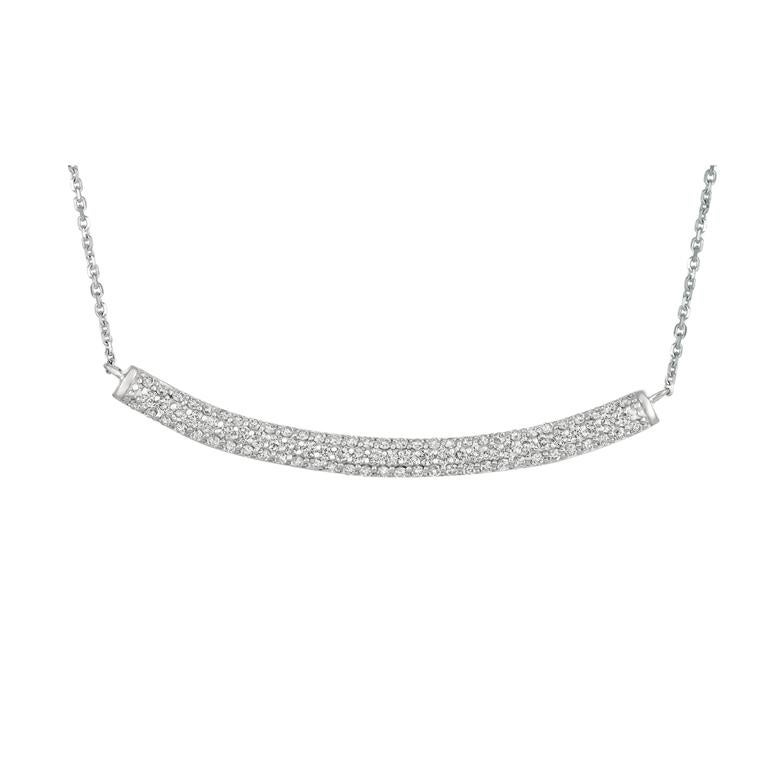 Contemporary 1.00 Carat Natural Diamond Bar Necklace 14 Karat Rose Gold G SI Chain For Sale