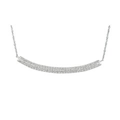 1.00 Carat Natural Diamond Bar Necklace 14 Karat White Gold G SI Chain