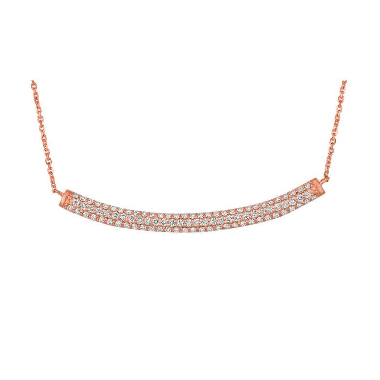 Contemporary 1.00 Carat Natural Diamond Bar Necklace 14 Karat Yellow Gold G SI Chain For Sale