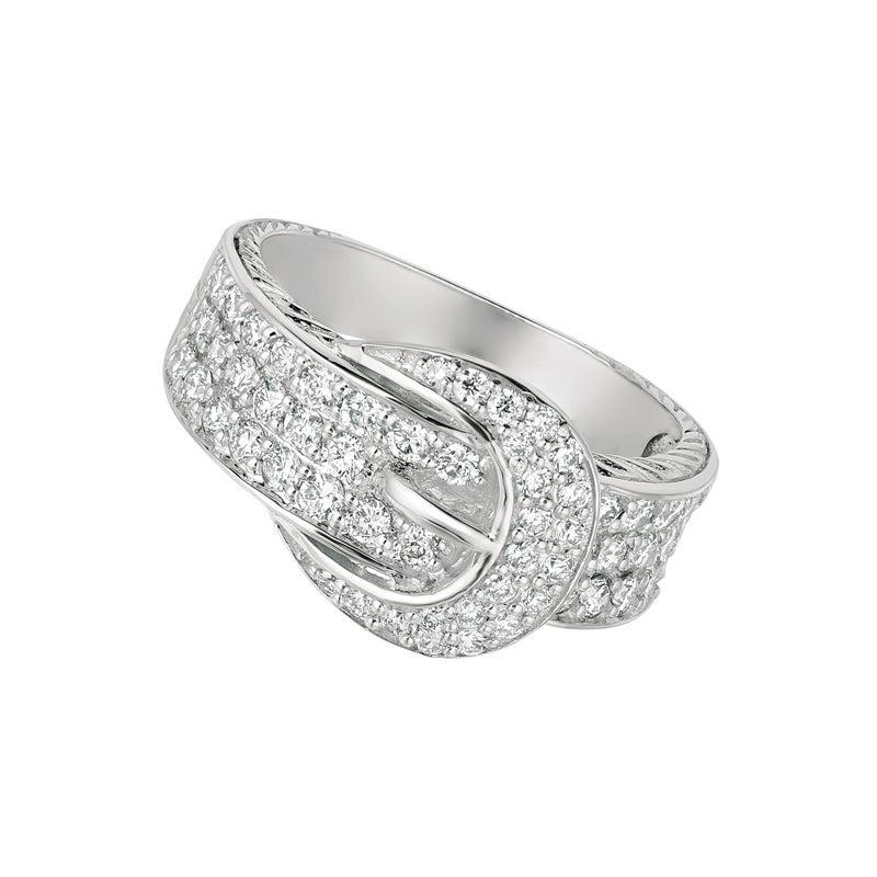 For Sale:  1.00 Carat Natural Diamond Belt Ring G SI 14 Karat White Gold 3