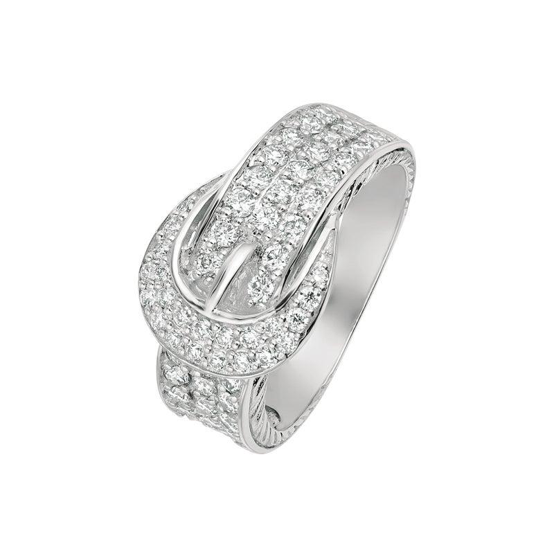 For Sale:  1.00 Carat Natural Diamond Belt Ring G SI 14 Karat White Gold 4