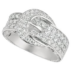 1.00 Carat Natural Diamond Belt Ring G SI 14 Karat White Gold