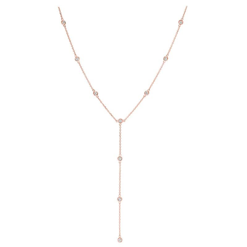 1.00 Carat Natural Diamond Bezel Necklace 14 Karat Rose Gold