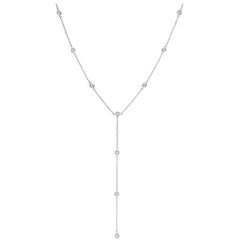 1.00 Carat Natural Diamond Bezel Necklace 14 Karat White Gold