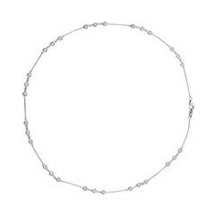 1.00 Carat Natural Diamond Bezel Necklace 14 Karat White Gold