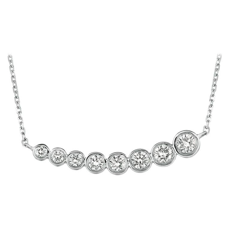 1.00 Carat Natural Diamond Bezel Necklace Pendant 14 Karat White Gold G SI Chain