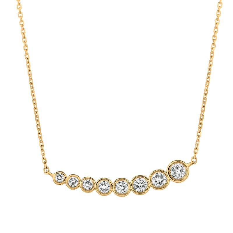 Contemporary 1.00 Carat Natural Diamond Bezel Necklace Pendant 14 Karat White Gold G SI Chain For Sale