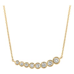 1.00 Carat Natural Diamond Bezel Necklace Pendant 14 Karat Gold G SI Chain