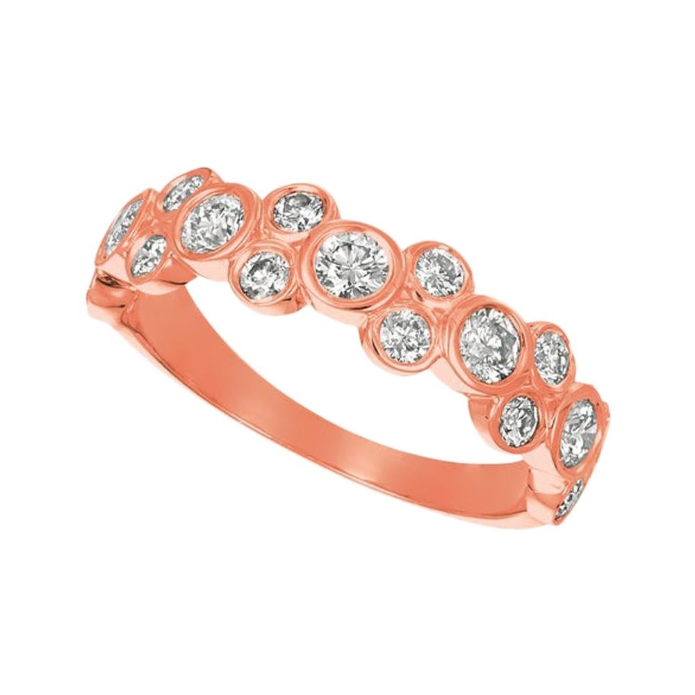 For Sale:  1.00 Carat Natural Diamond Bezel Ring G SI 14 Karat Rose Gold