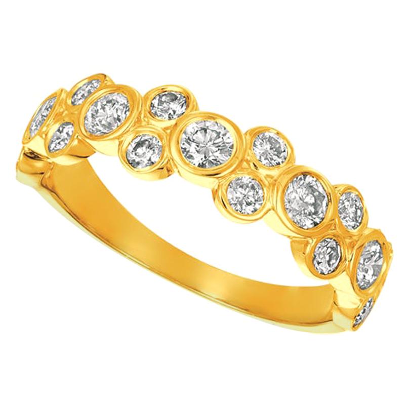1.00 Carat Natural Diamond Bezel Ring G SI 14 Karat Yellow Gold For Sale