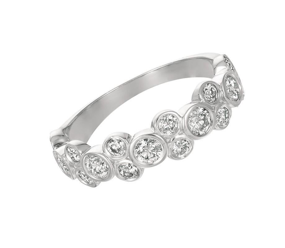 Contemporary 1.00 Carat Natural Diamond Bezel Ring G SI 14 Karat White Gold For Sale