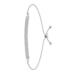 1.00 Carat Natural Diamond Bolo Bar Bracelet G SI 14 Karat White Gold Adjustable