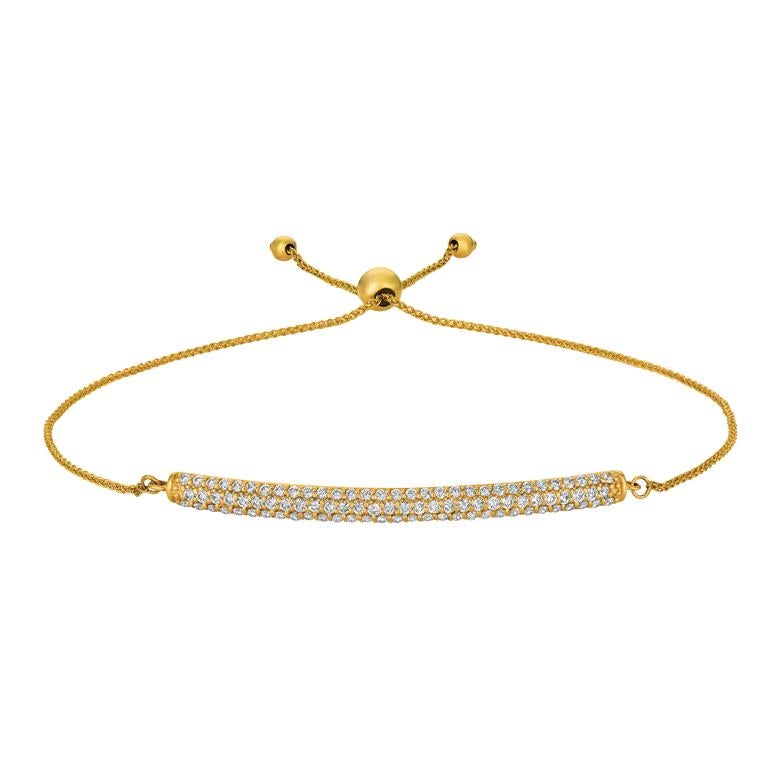 1,00 Karat natürlicher Diamant Bolo Bar-Armband G SI 14 Karat Weißgold Verstellbar (Zeitgenössisch) im Angebot